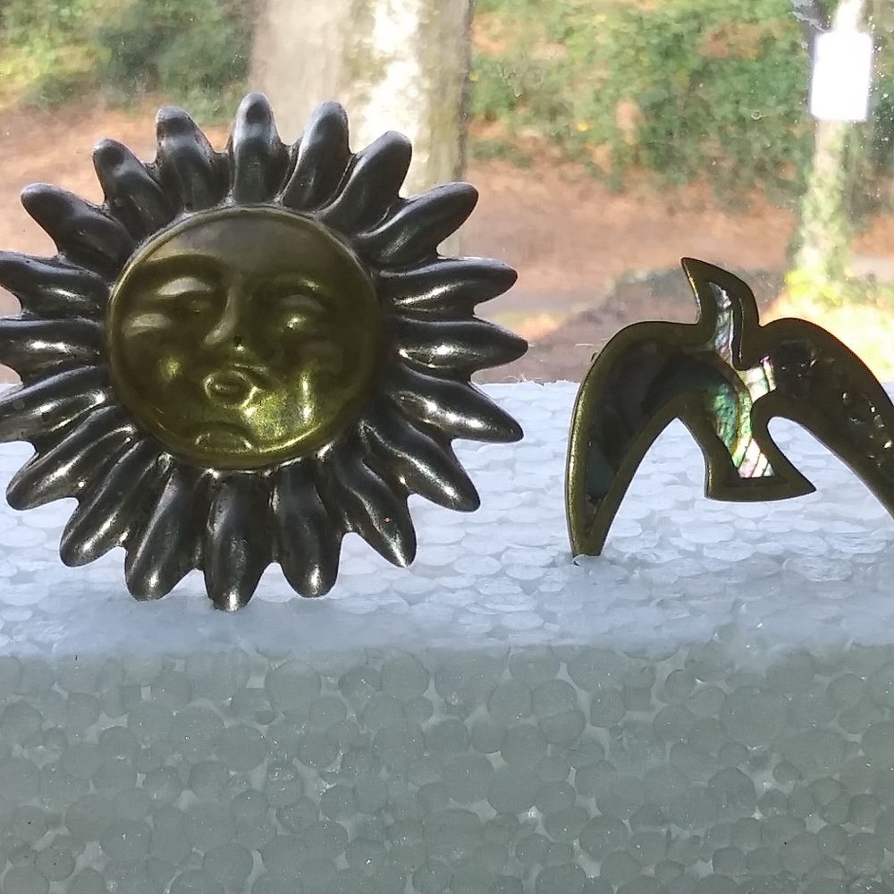 Two vintage brooches , made in Mexico
